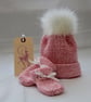 Pink Marle Baby Hat & Mitts