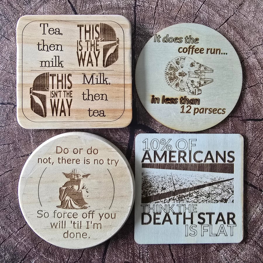 Star Wars inspired coasters - Choice of designs - ideal for Fathers Day