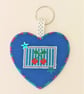 Cherries theme heart shaped Keyring with star sequin detail - Image 1