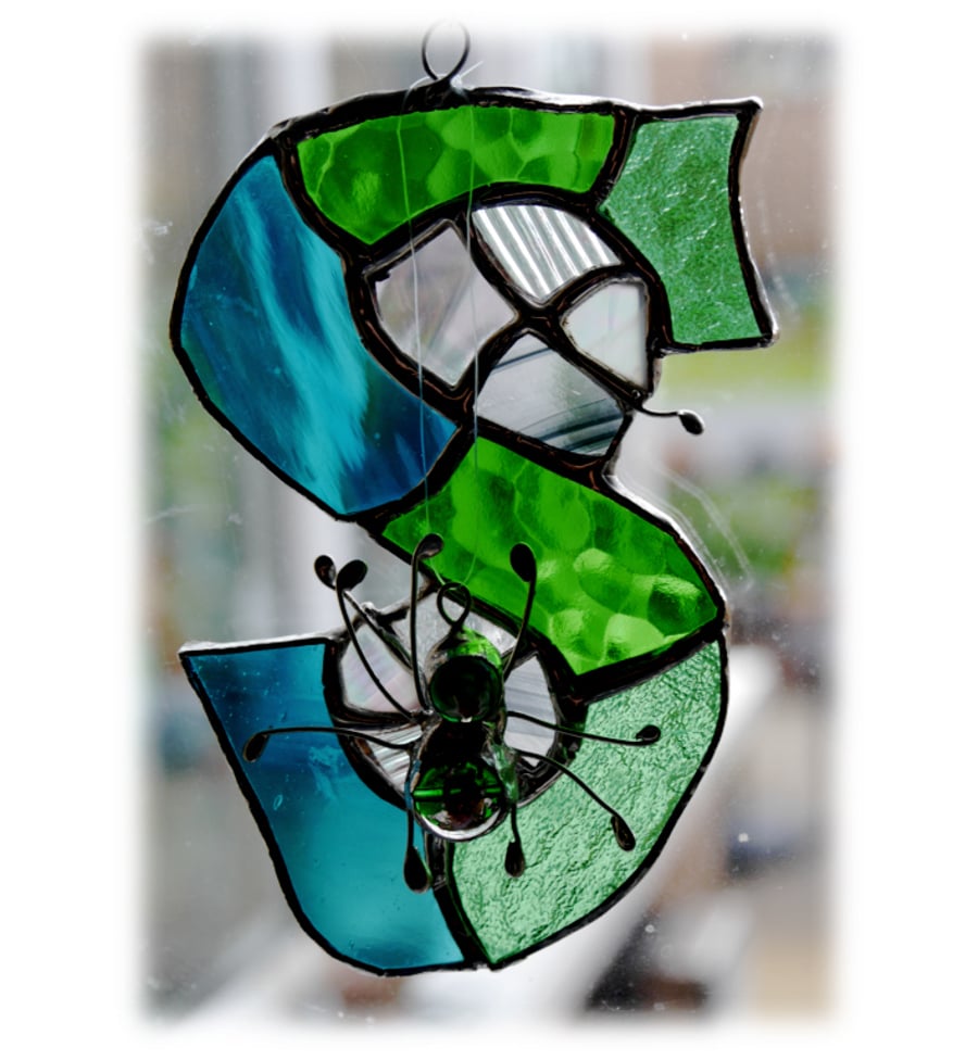 Alphabet Suncatcher Stained Glass S is for Spider