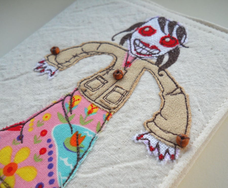 fancy zombie lady embroidered notebook