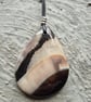 Black and White Onyx Druzy Geode Agate Teardrop Pendant - Image 1
