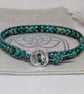 Green sea sediment jasper and leather bracelet with button fastener  - Image 8