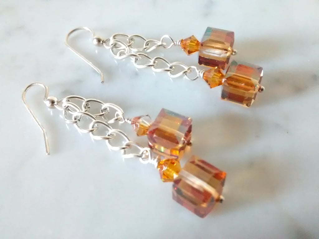 SALE!  TOPAZ SWAROVSKI EARRINGS - - FREE UK SHIPPING 