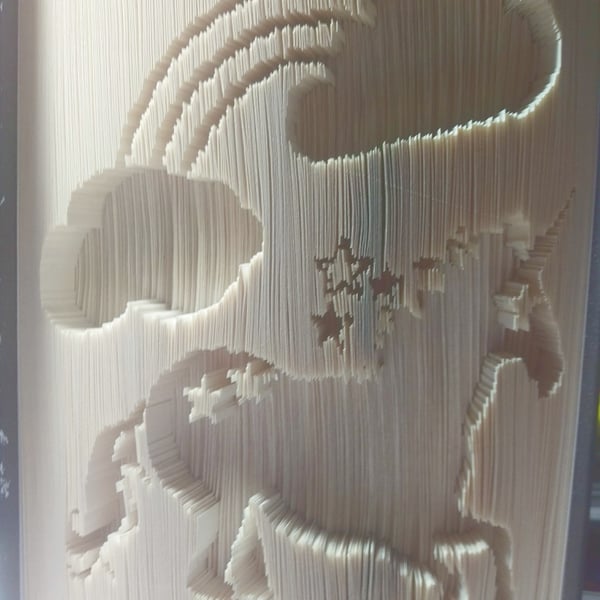 Unicorn and Rainbow CUT & FOLD Book Folding Pattern - EMAILED PDF PATTERN