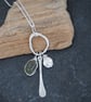 Sterling Silver Sea Glass Cluster Pendant Necklace, Recycled Materials - Image 8