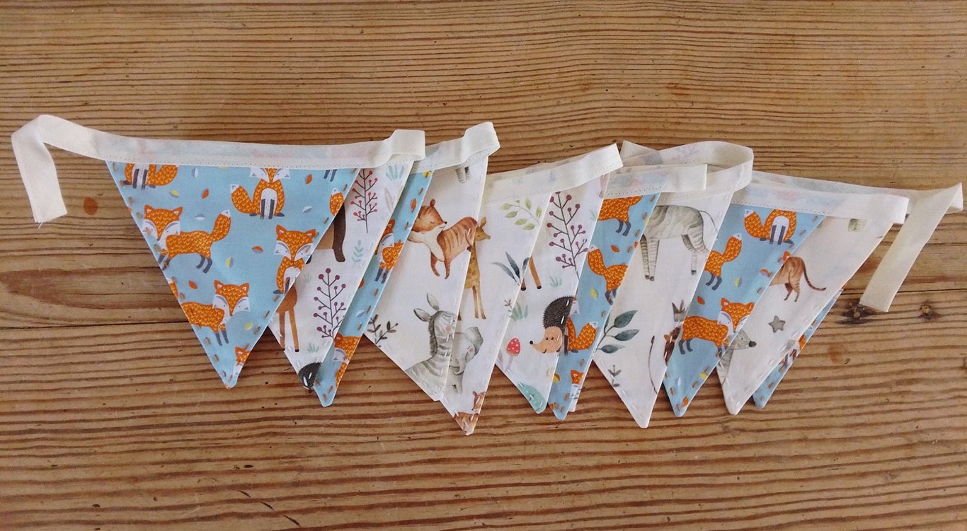 Handmade mini bunting in an animal theme.
