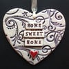 Purple ceramic heart decoration Home Sweet Home.