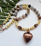Agate, Yellow Jade & Copper Heart  Statement Necklace ONE OFF - Image 1