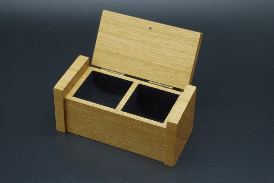 Wooden trinket, ring box with secret drawer. Handmade. Scottish Oak.