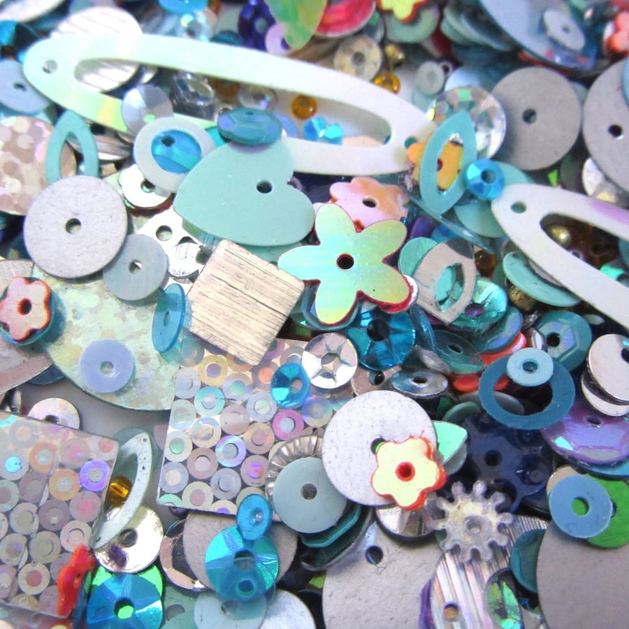 Mixed Blue, Silver & Orange Sequins