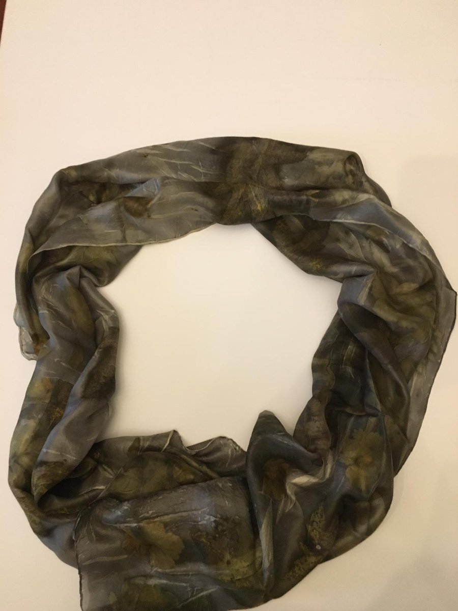Eco dyed botanical silk scarf