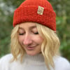 Fishermans style beanie hat in Moroccan Spice red wool (unisex)