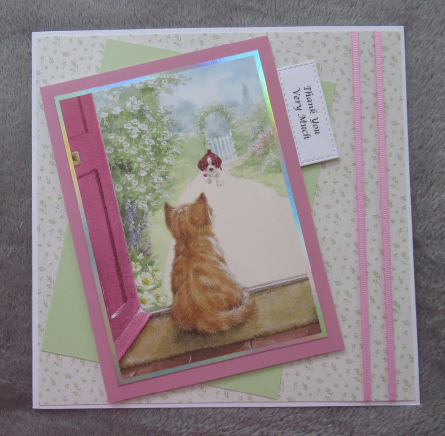 Kitten In The Doorway Large Thank you Card 