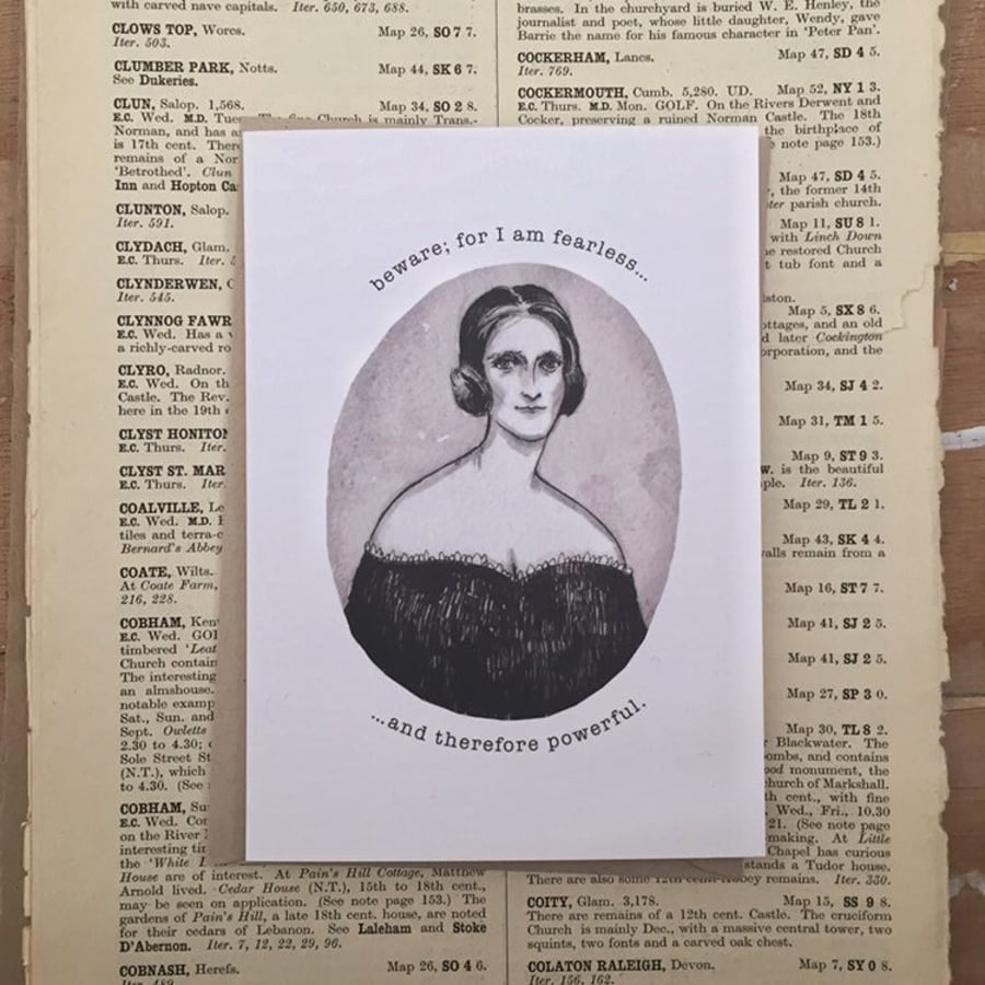 Mary Shelley - Illustrated Card - Art Card - Gothic Card