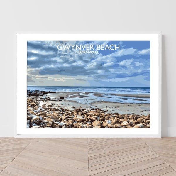 Gwynver Beach, Cornwall Art Print Travel Poster Railway Poster Salty Seas Origin