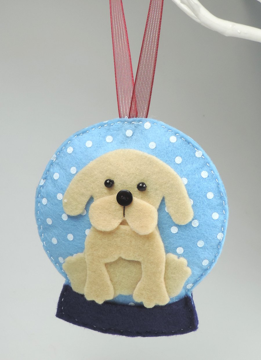 Labrador dog, Handmade Felt Snow globe Christmas Decoration, Dog Lovers GIft