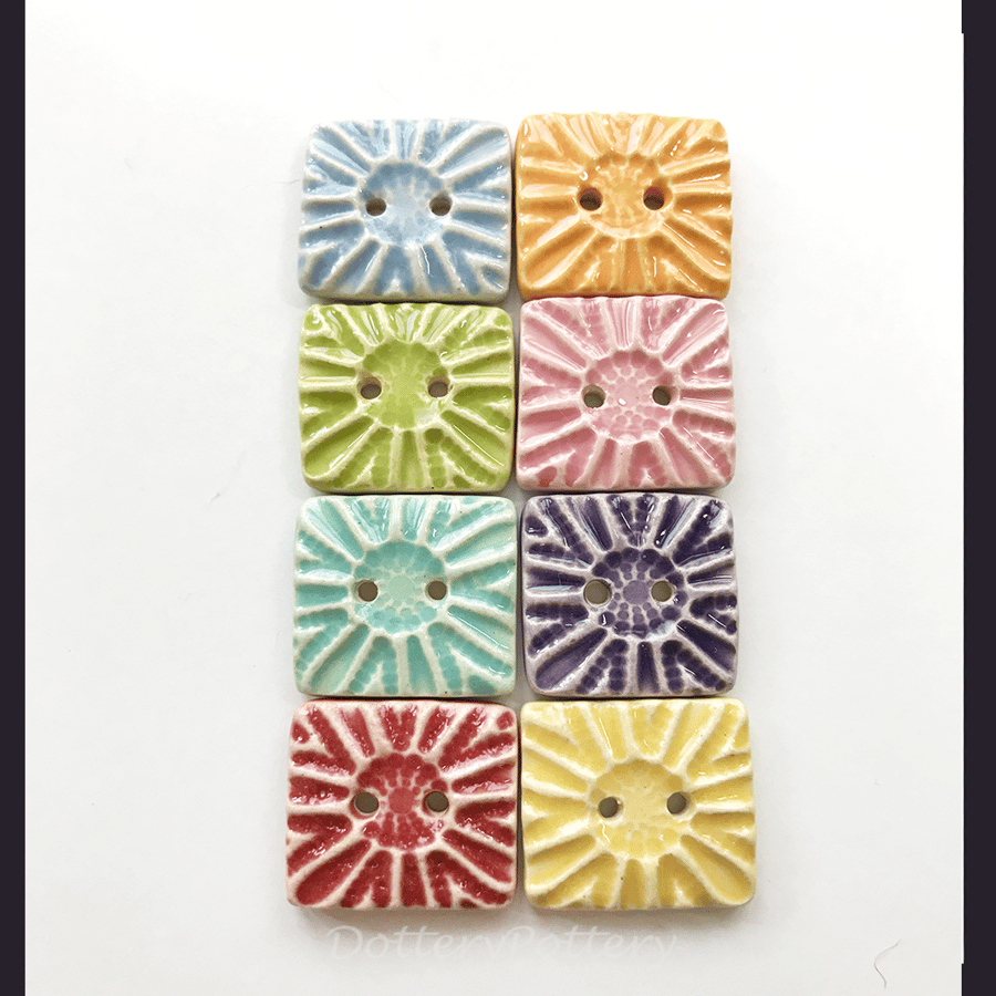 Set of eight handmade ceramic buttons