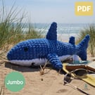 Shannon the Shark Crochet Pattern, Jumbo Shark Amigurumi Pattern