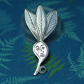 Medieval Turnip Head - Handmade Sterling silver lapel pin brooch