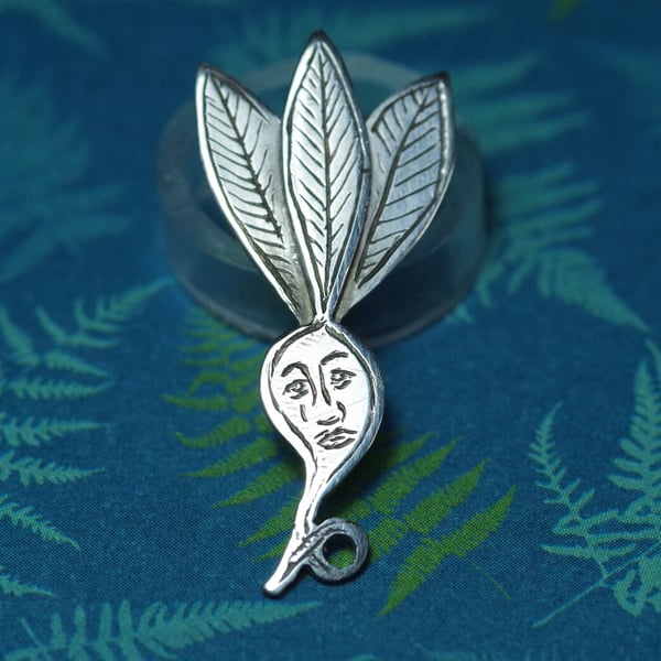 Medieval Turnip Head - Handmade Sterling silver lapel pin brooch