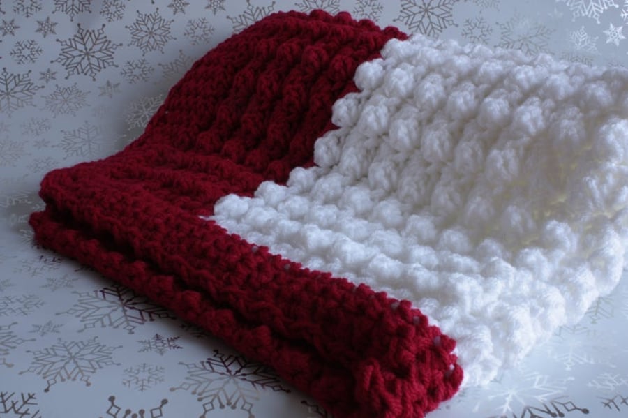 Red and White Crochet Baby Blanket
