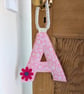 Personalised Floral Fabric Initial - 3D Padded Nursery Door Sign with Lucet Cord