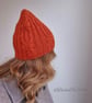 SALE, Hand knit alpaca wool hat, Orange knit beanie - Image 3