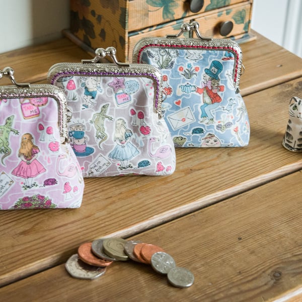 Coin purse made with Alice in Wonderland print Liberty Lawn, 'Gallymoggers'