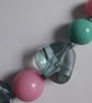 Retro Style Pink & Turquoise Reclaimed Beaded Necklace (Peppermint Candy) - Image 3