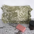 Green Floral Toiletry Bag or Pouch