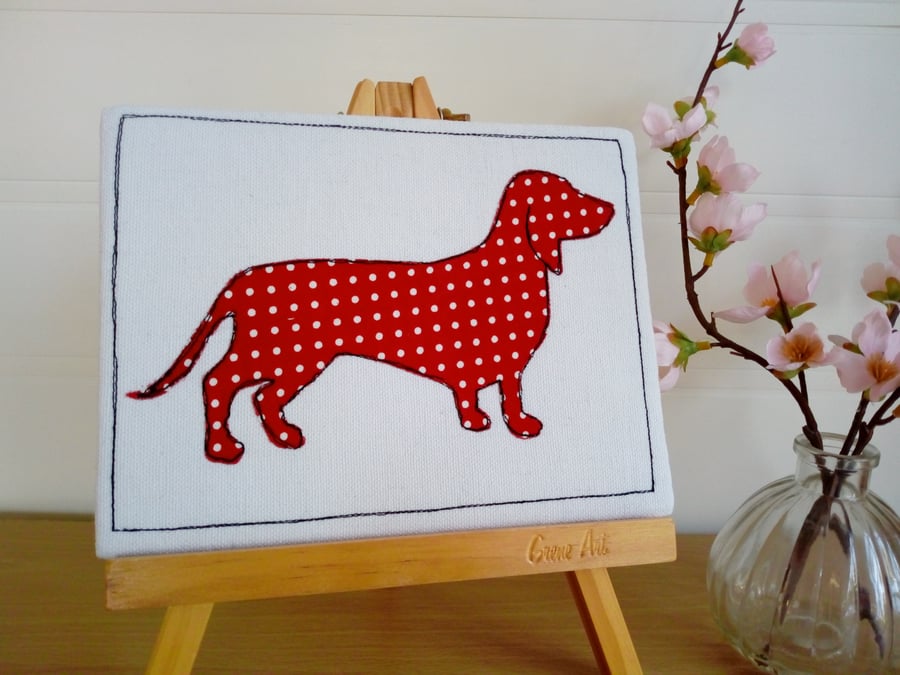 Dachshund Textile Art