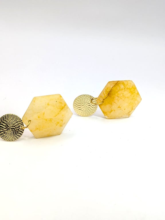 Radiant Sunburst Yellow Quartz Geometric dangle earrings 
