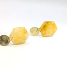 Radiant Sunburst Yellow Quartz Geometric dangle earrings 