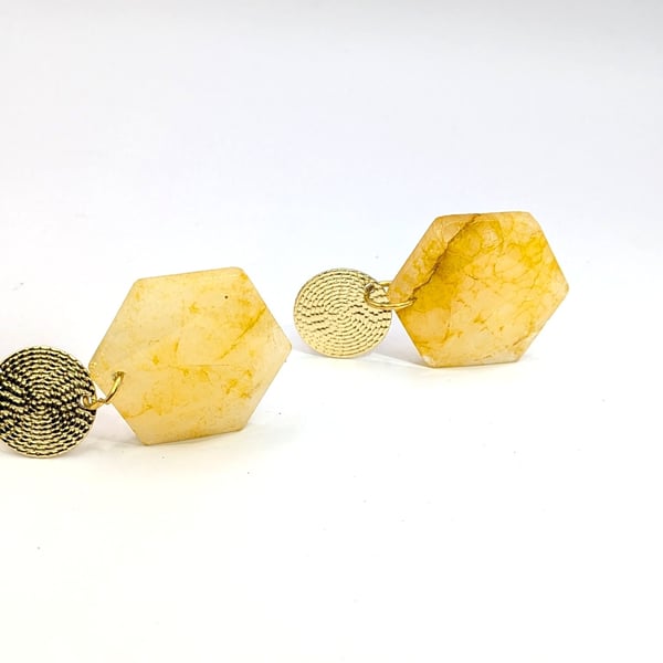 Radiant Sunburst Yellow Quartz Geometric dangle earrings 