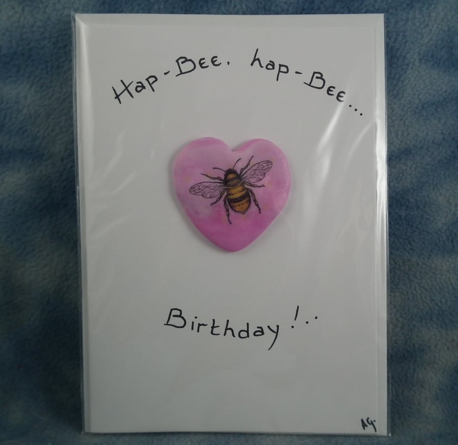 Spring Sale ... Handcrafted Bee card by Ann Galvin A5 5"x7"