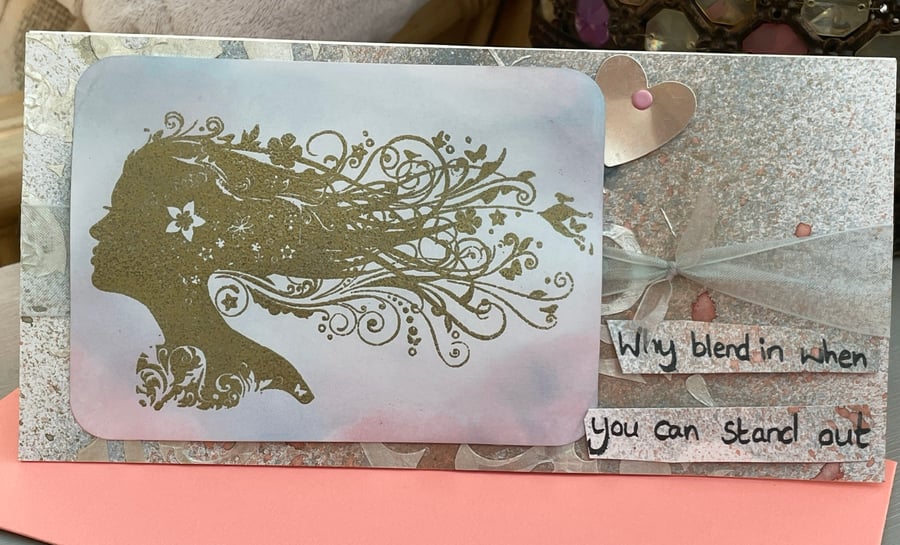 Why blend in when you can stand out sillhouette of a woman card