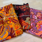 Funky Groovy Retro Vintage Fabric remnants packs Orange Pink