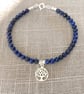 Lapis Lazuli Sterling Silver Tree of Life Charm Bracelet - Image 1