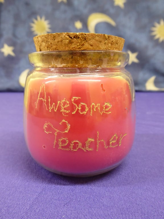 Hand Engraved Awesome Teacher Soy Wax Candle
