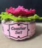 Handmade Crochet Flower Coasters Set of 6 with Basket - Image 5