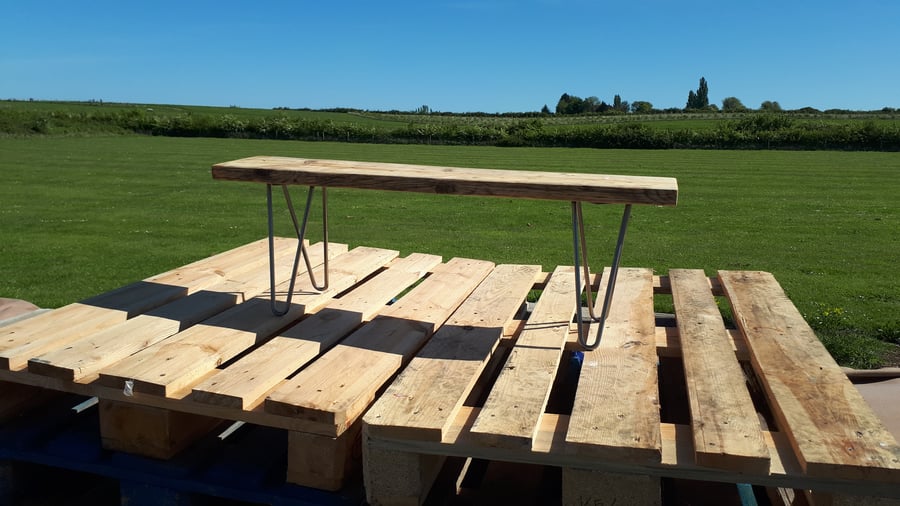 Reclaimed Scaffold Board Rustic Bench With Hairpin Legs