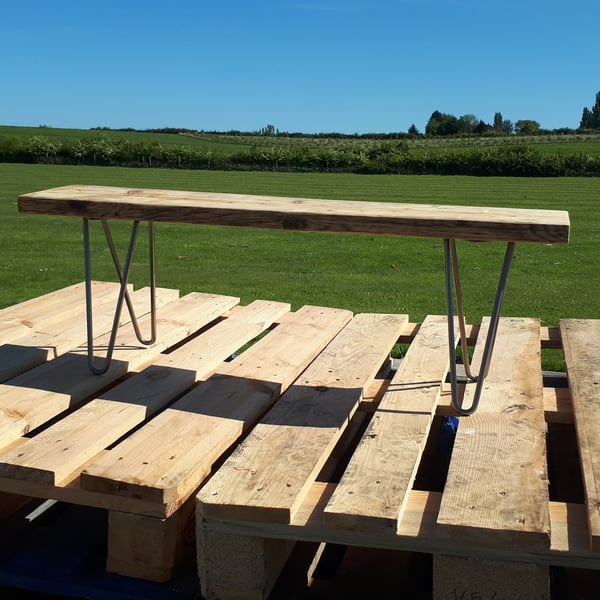 Reclaimed Scaffold Board Rustic Bench With Hairpin Legs