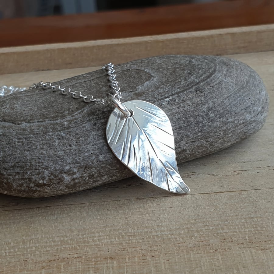 Sterling silver leaf necklace, Gift for plant lover