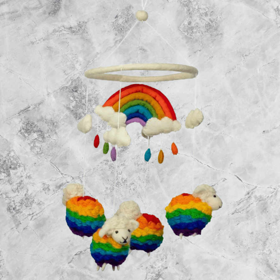 Felt Decorative Chime - Hanging Colorful Sheep