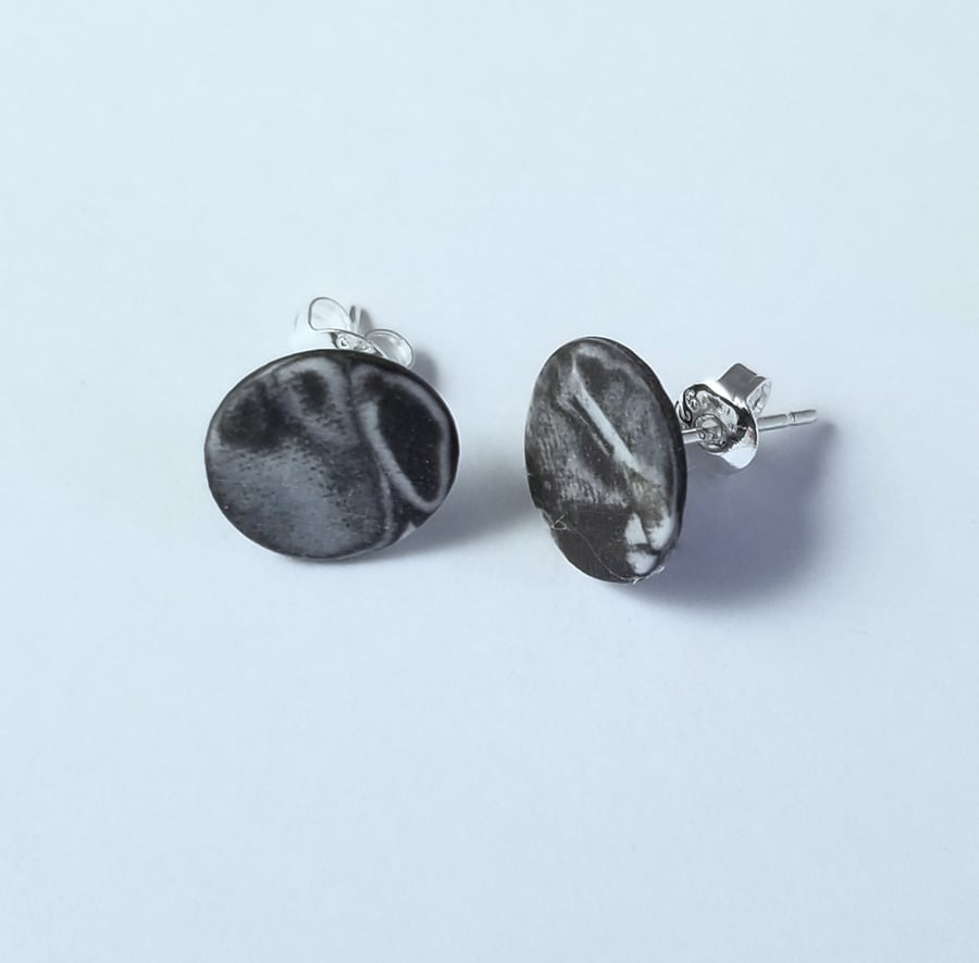 Earrings CHOOSE Designs Ceramic round stud,, sterling silver posts 3 UK Post