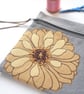 LARGE free motion & hand embroidered large floral zip purse pouch case - yellow - Image 6