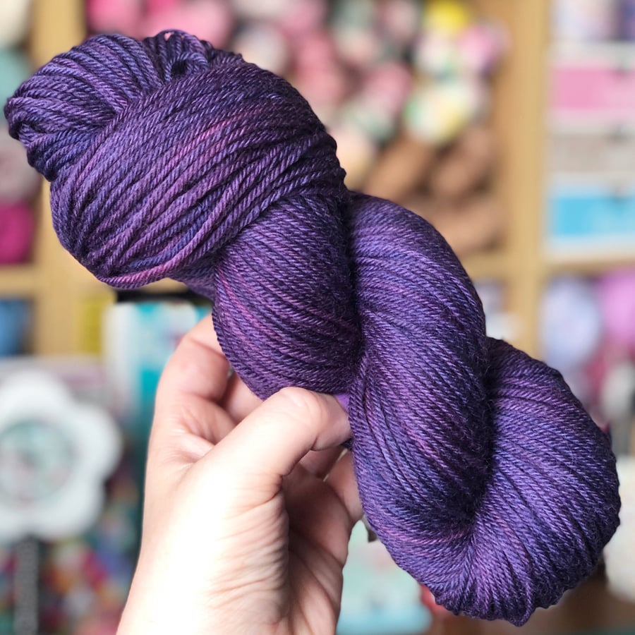 Hand Dyed Yarn: DK Merino Nylon - Plum. Sock Yarn  