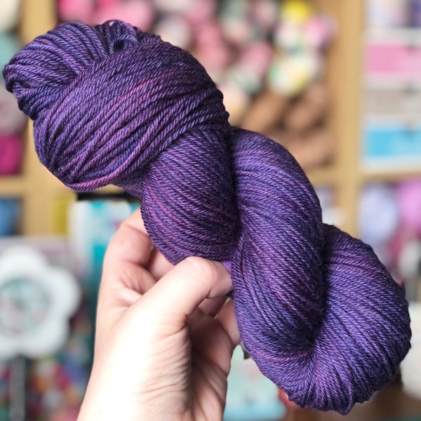 Hand Dyed Yarn: DK Merino Nylon - Plum. Sock Yarn  