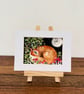 Mounted Original Woodland Resting Fox Whimsical Mushrooms Forest Full Moon Art - Image 1